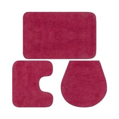 Imagen de Conjunto De Alfombrillas Baño Vidaxl, Tela 3 Piezas Fucsia
