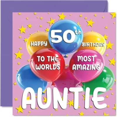 Imagen de tarjeta de cumpleaños número 45 para tía, la tía más increíble del mundo, feliz sobrino y sobrina, 145 mm x mm, tarjetas felicitación