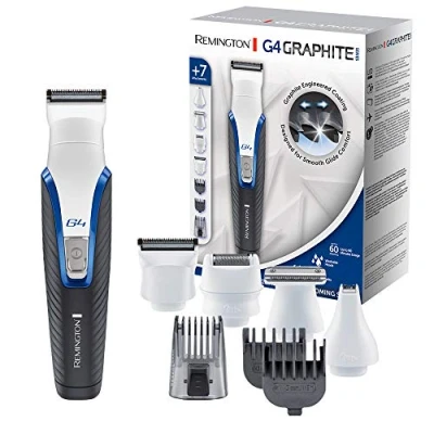 Imagen de Remington Recortadora de Barba y Cortapelos G4 Graphite Series Barbero Máquina Cortar Pelo Inalámbrico, Revestimiento Grafito, 7 Accesorios, 60 min Autonomía, Indicador LED Carga PG4000