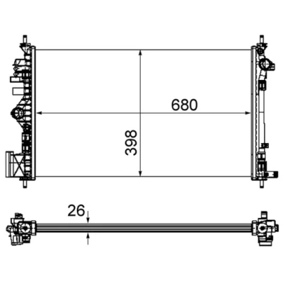 Imagen de MAHLE ORIGINAL CR 1100 000P Radiador, refrigeración del motor Aluminio para vehículos con climatizador 680 398 26 Aletas soldadas
