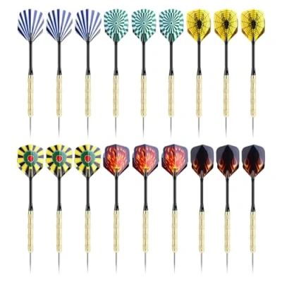 Imagen de DHSBGWSX Juego de 18 dardos cobre, con punta acero, metal, multicolores, para principiantes, profesionales