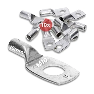 Imagen de Kalitec HR10 10 Terminales de cable tubular (10 unidades, mm², M10, sin orificio visión, fabricado en Alemania)