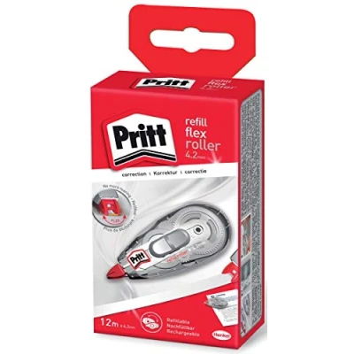 Imagen de Pritt Roller correcteur Refill Flex Midway avec pointe flexible, fonction push &amp; pull, rechargeable, réécriture immédiate, longueur env. 12 m, largeur 4,2 mm
