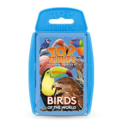 Imagen de Top Trumps Juego de Cartas Birds of The World Classics, descubre Algunos Datos interesantes en Este Educativo Que Incluye la envergadura del arrendajo Azul, más 2 Jugadores es un Gran Regalo