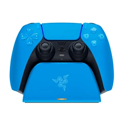 Imagen de Razer Quick Charging Stand Base de carga rápida para Mando inalámbrico PS5 (Diseño Curva, Combina con tu PS5, Desplazamiento una sola mano) Azul