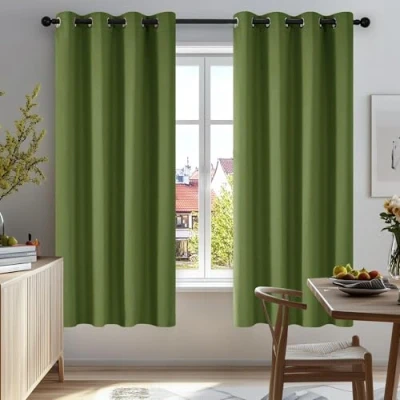 Imagen de Deconovo Cortinas Opacas 2 Piezas para Dormitorio Salón Modernas, Aislantes Térmicas y Reducción de Ruido, EcolóGicas Certificadas,117 x 138 cm Verde