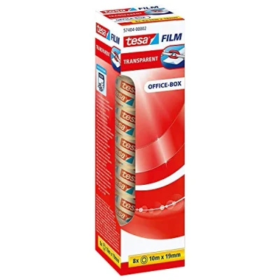 Imagen de tesafilm transparente Cinta Autoadhesiva Resistente al Paso del Tiempo y Rompimiento de Oficina con Fuerte Adhesión 10 m x 19 mm 8 Piezas