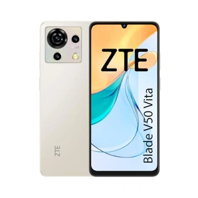 Imagen de ZTE Blade V50 Vita, Smartphone 6.6&quot; HD+ 90Hz, 256GB ROM, 4GB RAM (+10GB Virtual), Cámara Triple con IA de 50MP, Gran batería 5200mAh, NFC, Android 13, Color Sandy Gold