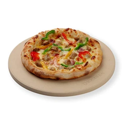 Imagen de ROCKSHEAT piedra redonda para pizza de 26 x 1,2 cm, cordierita horno, parrilla, barbacoa, grado alimenticio y pan, accesorios al aire libre