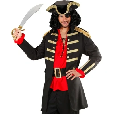 Imagen de WIDMANN MILANO PARTY FASHION Disfraz de capitán pirata, capa y sombrero, bucanero, corsario, carnaval