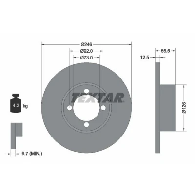 Imagen de TEXTAR PRO 92124503 Disco de freno 270 22 05/06 112 ventilación interna revestido sin perno sujeción rueda, buje rueda