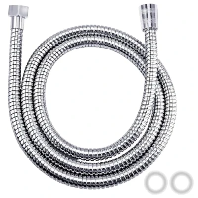 Imagen de Vinabo Manguera de ducha, 150cm (59 pulgadas) ducha Tubo acero inoxidable Anti Kink Estándar G1/2 Todos los conectores cobre universal repuesto, Accesorios Baño