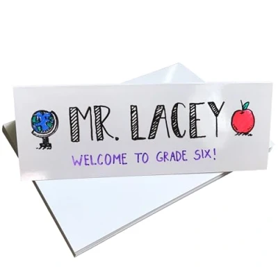 Imagen de Borrado en Seco Reutilizable Tarjetas de Nombre Mesa 21,6 cm x 7,6 (30 Paquete)