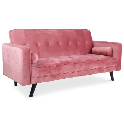 Imagen de Menzzo Slow Sofá Convertible, Terciopelo, Rosa, 186