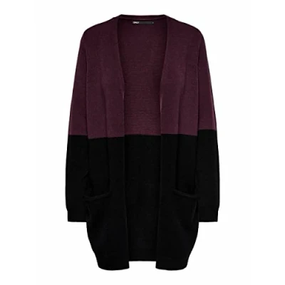 Imagen de ONLY Onlqueen LONG Chaqueta de punto, Mujer, Talla: Small, Windsor wine/black