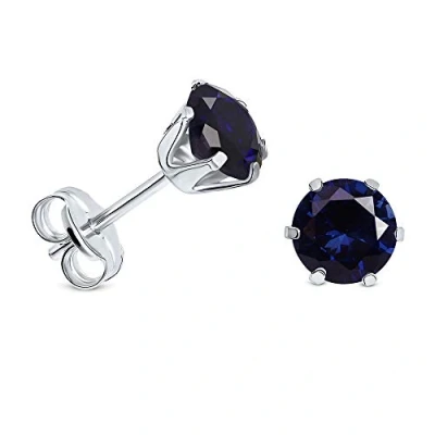 Imagen de Miore pendientes de presion con 6 garras rubí/zafiro/zirconita/esmeralda en oro blanco 9 kt 375 (azul)