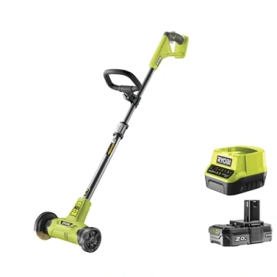 Imagen de RYOBI Limpiador de Juntas Sin Cable 18V ONE+ Limpieza Terrazas, Calzadas, Bordes Piscinas Mango Ergonómico, Tubo Telescópico Buena Autonomía Batería 2Ah, Cargador 1,5A, Cepillo Alambre