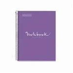 Imagen de Miquelrius Cuaderno A4 Notebook Emotions, 120 Hojas de 90 g/m², Cuadrícula 5 mm, Franjas Colores, Espiral Microperforado, Cuadriculado, Tapa Extra Rígida, 4 Taladros, Púrpura