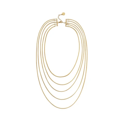 Imagen de SINGULARU Collar Cleopatra. Acero con Acabado en Baño de Oro 18kt. Cinco Cadenas. Largo entre 48 y 68 cm. Alargador 5 cm.. Joyas para Mujer