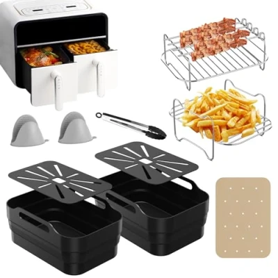 Imagen de 2024 Accesorios Freidora De Aire Para Ninja AF500EU 10,4L, Air Fryer Foodi Dual Que Incluyen Molde Silicona, Rejillas