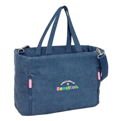 Imagen de Safta BENETTON DENIM Bolso para Portátil 14.1&#039;&#039; con Bolsillo, Mochila, Ideal Niños de Diferentes Edades, Cómodo y Versátil, Calidad Resistencia, 54x17x31 cm, Color Vaquera