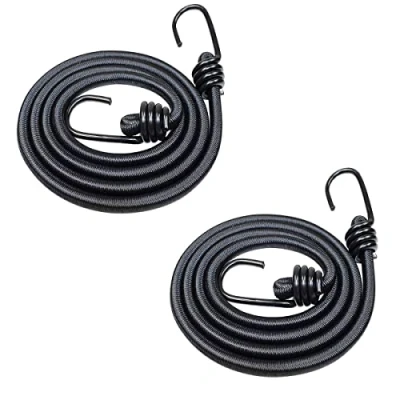 Imagen de DRERIO Cuerda elástica de 2 m con Gancho, Correas elásticas largas para Equipaje, Resistente, Negra Motocicleta, Coche, Caravana, Troncos, Bicicleta, Transporte, Bloqueo