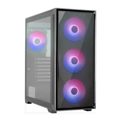 Imagen de Aerocool GEOFLOW, Caja PC ATX, 4x Ventiladores ARGB 120mm, Ventana Completa Vidrio Templado, Panel Frontal Mesh, Soporte Refrigeración Líquida 360mm, Filtros Antipolvo Magnéticos, 2x USB 3.0, Negro
