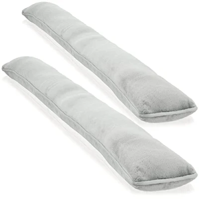 Imagen de com four® 2X Cortavientos para Puertas y Ventanas de Microfibra Ahorra energía con el 1 kg (02 Piezas Gris)