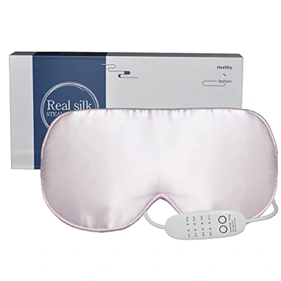 Imagen de Máscara de ojos Calentada, PJYU Antifaz para Dormir Seda Aliviar la Presión los Ojos, Mascarillas Cálidas Ideales Hinchados, Orzuelos y Tratamiento Blefaritis (Rosa)
