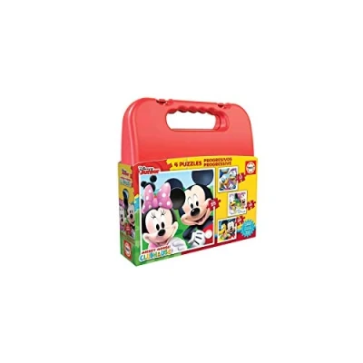 Imagen de Educa Maleta con Puzzles progresivos Infantiles Mickey Mouse 4 Puzzle Recomendado a Partir de 3 y 5 años (16505)