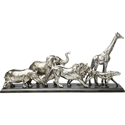 Imagen de Kare Design objeto decorativo Viaje animal, plata, figura decorativa, safari hecho a mano, único, 36x71x16 cm (h/w/d)