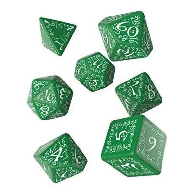 Imagen de Q Workshop Taller Elven SELV14 Dados Juego de RPG, Verde y Blanco