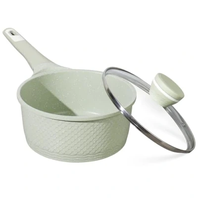 Imagen de DYGG Cacerola con tapa, 16 cm, 1,5 L, antiadherente, granito, para inducción, gas, eléctrica