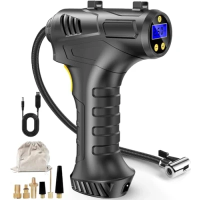 Imagen de Bomba de Aire Eléctrica, a Batería 150PSI, Bicicleta Eléctrica con Pantalla LCD y Luz LED, para Coche, Bicicleta, Motocicleta, Baloncesto, Fútbol, Flotador