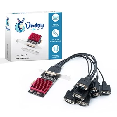 Imagen de Donkey pc Tarjeta PCIe a 8 Puertos RS232, PCI E DB9 Serial Card, chipset Express controladora (Cable Externo de Puertos)