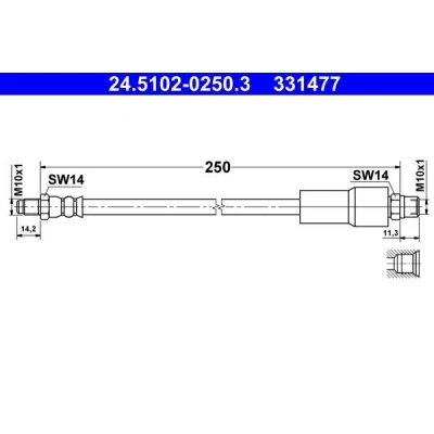 Imagen de Tubo flexible de frenos ATE 24.5102 0250.3