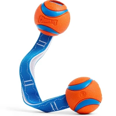 Imagen de Chuckit! 232201 Duo Tug M, 2 Bolas Conectadas para Perros, Compatible con el Lanzador, M