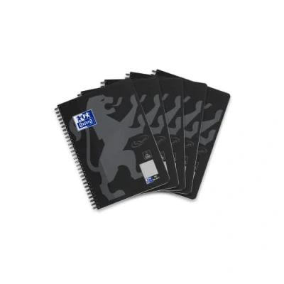 Imagen de Oxford Touch Cuaderno de notas (5 unidades, cuadriculado, con borde izquierdo, 80 hojas, B5), color negro