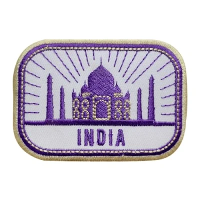 Imagen de parche de viaje indio, Taj Mahal, India, Groovy bordado para planchar o coser en ropa, etc. 8 x 5,5 cm