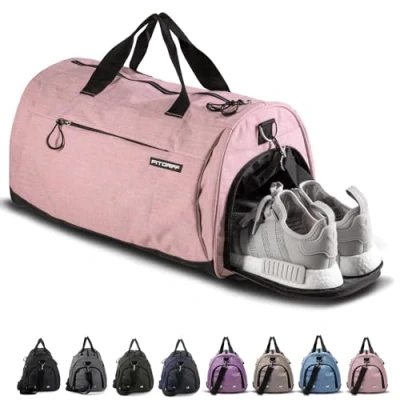 Imagen de Fitgriff® Bolsa Deporte V1 Mujer y Hombre Bolso de Gimnasio con Compartimento para Zapatos Humeda, Viaje, Entrenamiento Gym Bag (Pink, 58 x 31 cm (Medium))