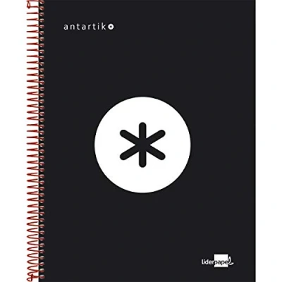 Imagen de Cuaderno espiral liderpapel a5 micro antartik tapa forrada120h 100 gr cuadro 5mm 5 bandas 6 taladros color negro