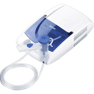Imagen de Beurer IH21 Nebulizador para la inhalación de medicamentos líquidos con tecnología aire comprimido, accesorio nariz y compartimento, Azul, Color Blanco, 30 x 18 10 cm, 1.65 kg