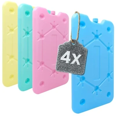 Imagen de com four® 4X compresa fría extraplana Ahorra Espacio e Ideal para Nevera portátil y Bolsa Elemento de refrigeración Grande (4 Piezas Medianas)
