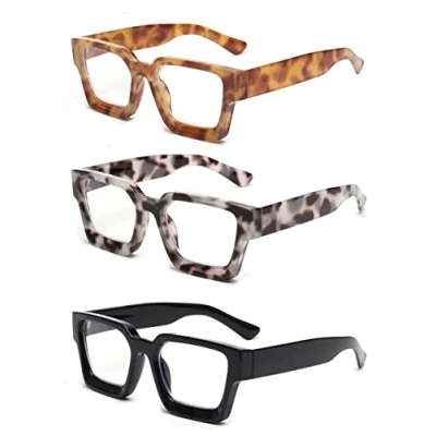 Imagen de JM Paquete de 3 Gafas Lectura Cuadrados, Presbicia con Bloqueo a Luz Azul Para Mujeres y Hombres +2.25