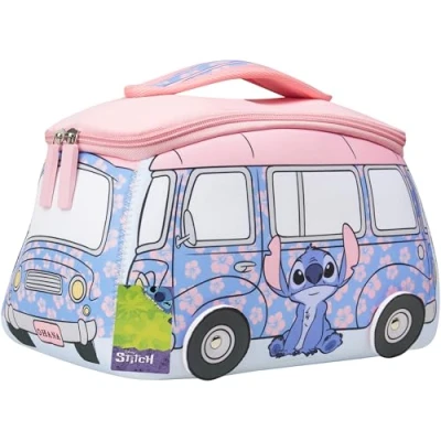 Imagen de Get Trend Disney Stitch Bolsa Aseo con 2 Compartimentos, Neceser de Viaje Mujer y Chica Adolescente para Viaje, Maquillaje, Regalo Original (Azul Stitch)