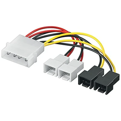 Imagen de Goobay 93632 Cable de alimentación / adaptador para ventilador PC, conector 5.25 pulgadas a 2 x 12 V 5 V, 0.15 m