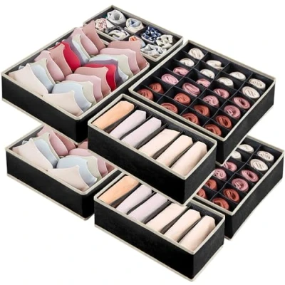 Imagen de Collazoey Set de 8 organizador Cajones para ropa interior, cajón interior plegable, adecuado clasificar calcetines, sujetadores, corbatas (Negro)