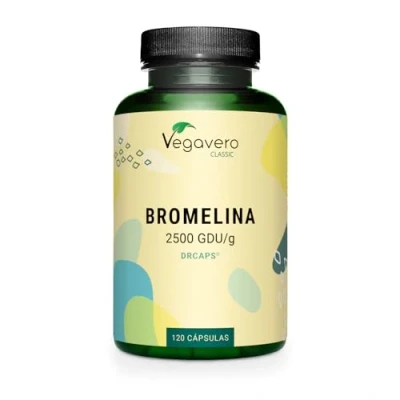 Imagen de Bromelina Vegavero® La Dosis más Alta: 1560 GDU / 3120 F.I.P. 90 Cápsulas Gastrorresistentes DrCaps® 100% Libre de Aditivos Enzimas Digestivas Veganas &amp; Digestión