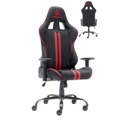 Imagen de Silla gaming Newskill Kitsune V2, Reposabrazos 2D, Hasta 136 kg, Tela Transpirable, Cojines Lumbar y Cervical, Reclinable en 180º, Rojo