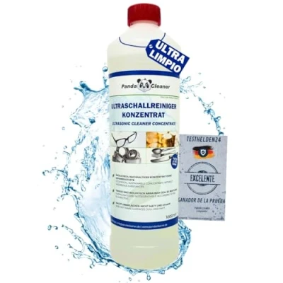 Imagen de PandaCleaner Bio Limpiador ultrasónico concentrado 1L líquido ultrasonido para gafas, joyas, dentaduras postizas, relojes todos los aparatos y fabricantes (fórmula mejorada V2)